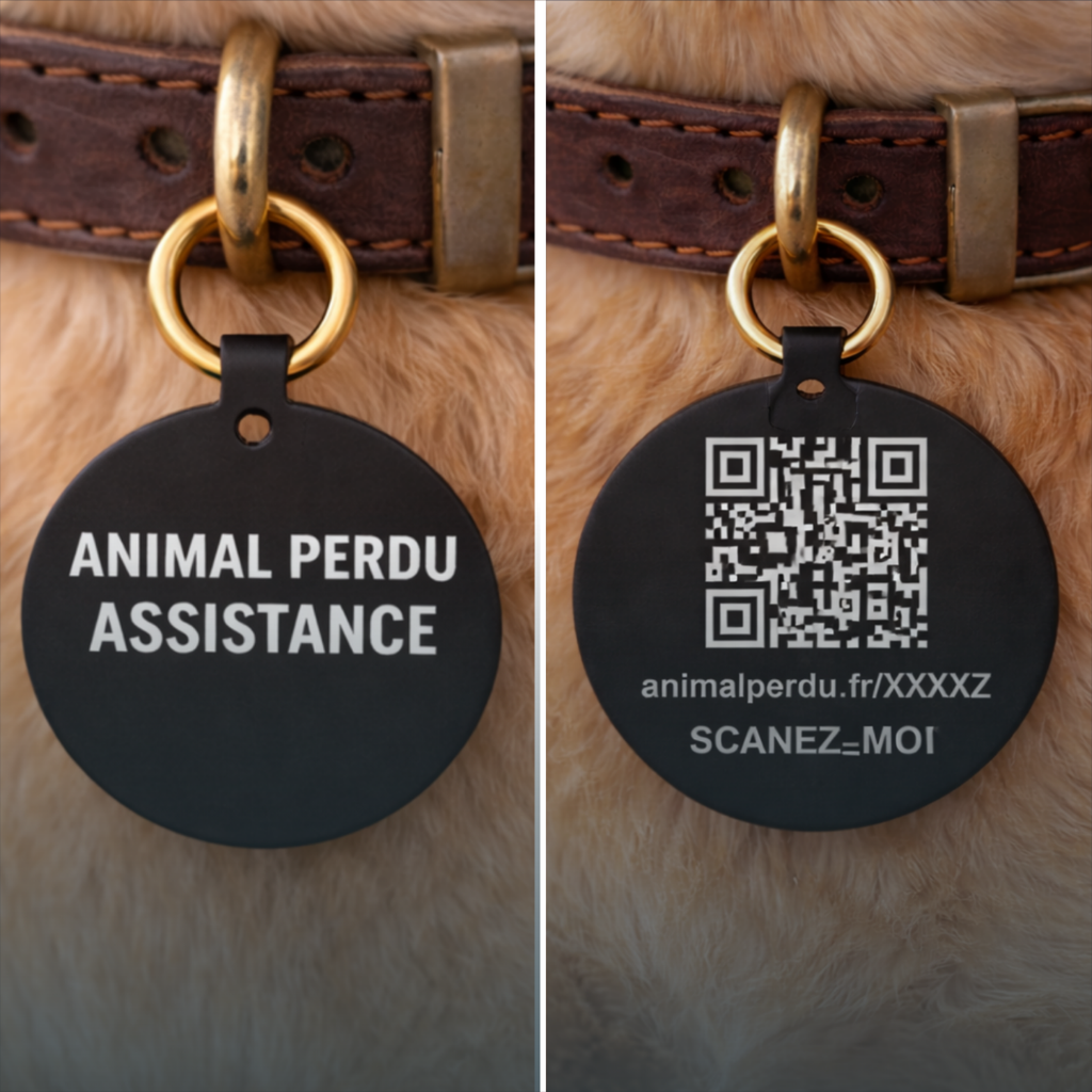 Animal Perdu Assistance | Collier Scanable avec QR Code pour localiser vos animaux en temps réel
