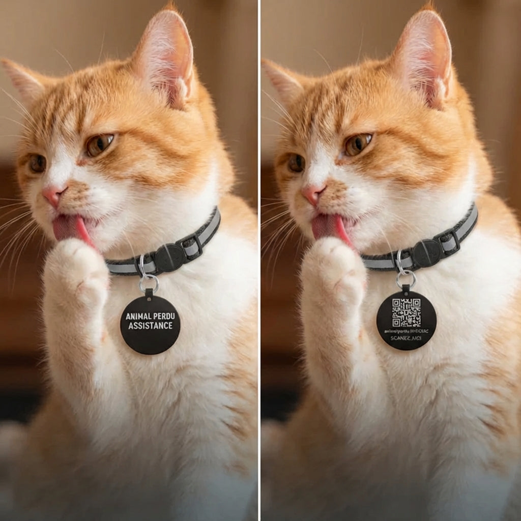 Animal Perdu Assistance | Collier + Médaille Scanable avec QR Code pour localiser vos animaux en temps réel